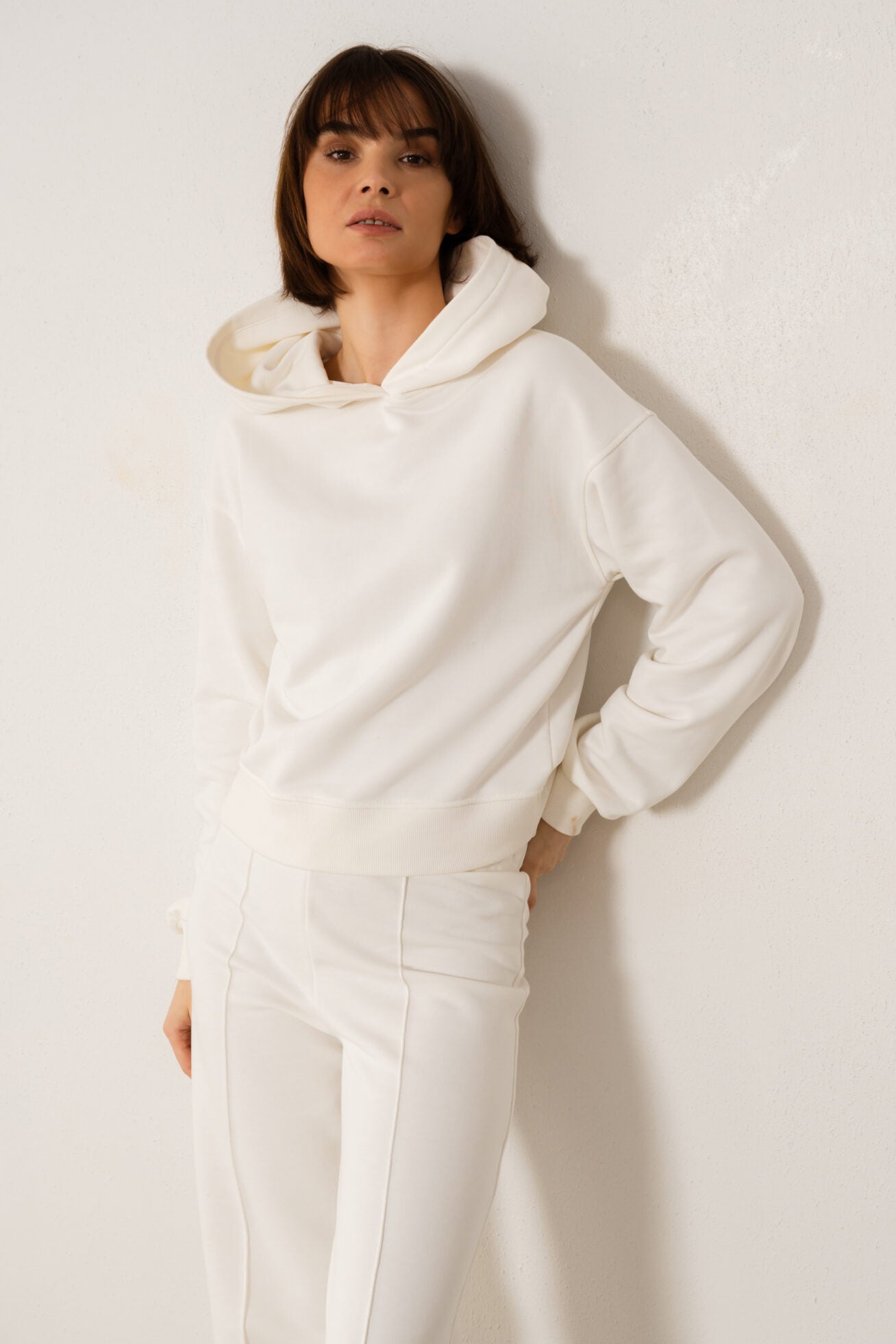 WEISSES BARLETTA-KAPUZENSWEATSHIRT