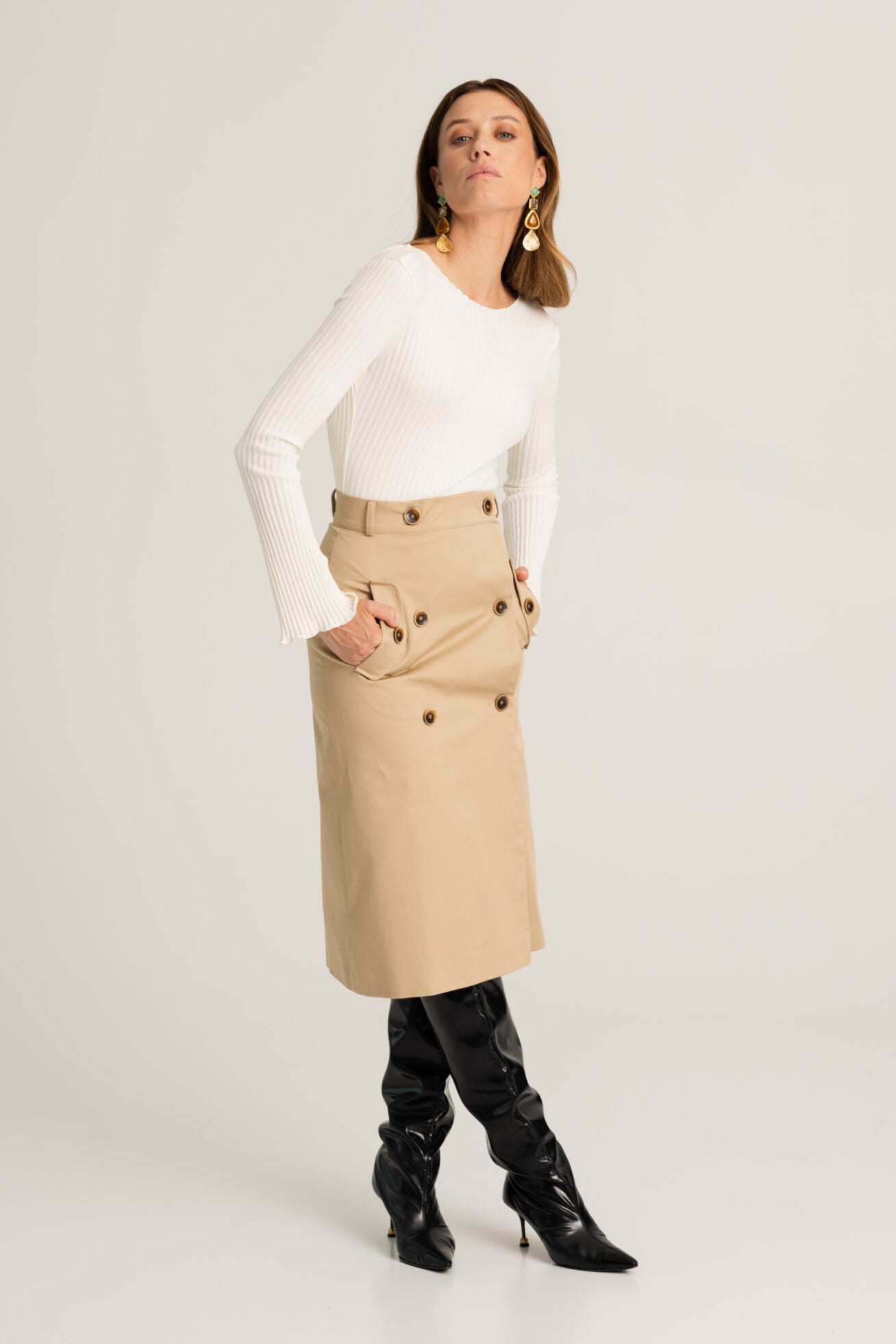 BAWEŁNIANA SPÓDNICA MIDI PARMA