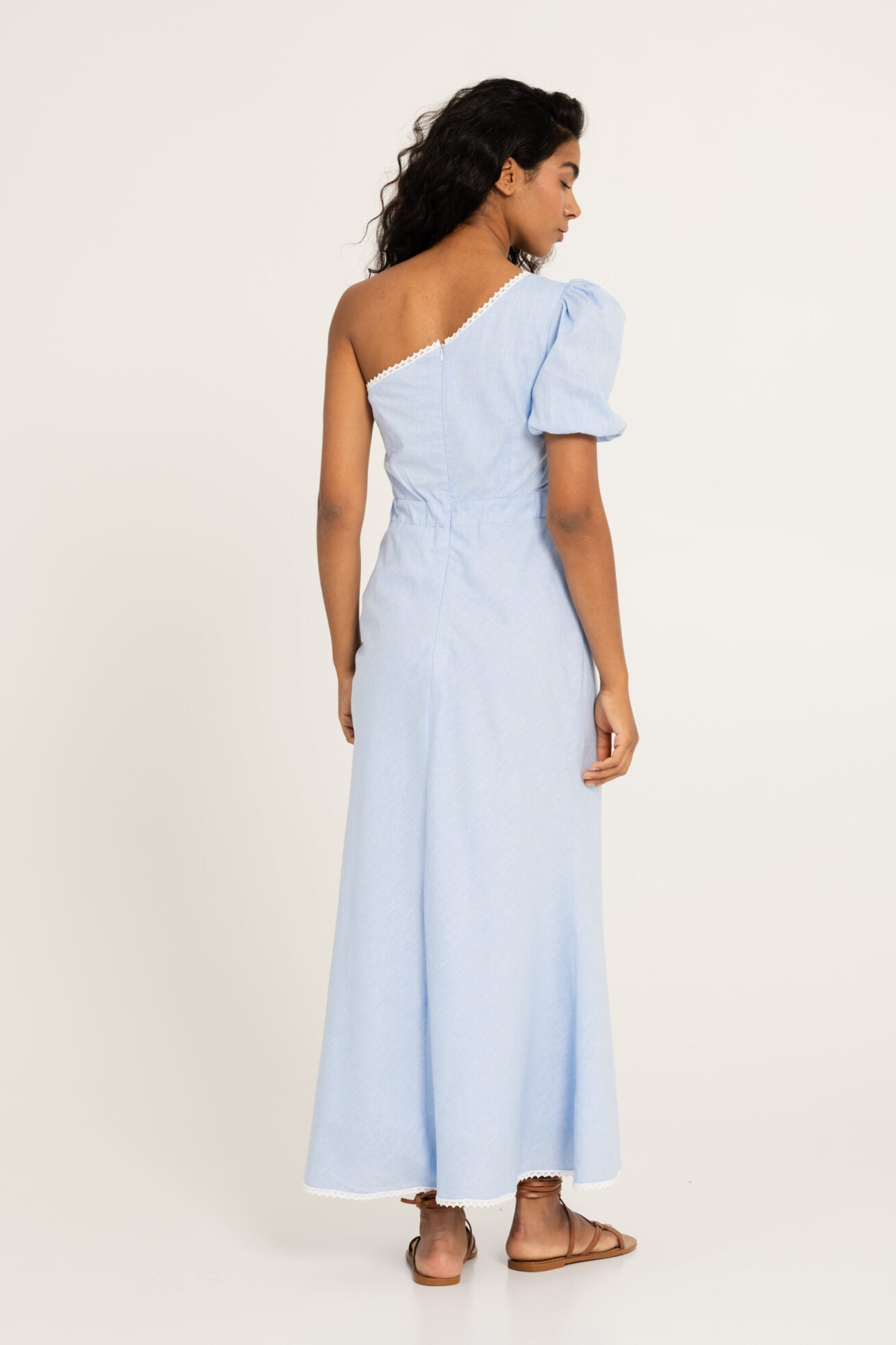 BLAUES ONE-SHOULDER-KLEID KLARA