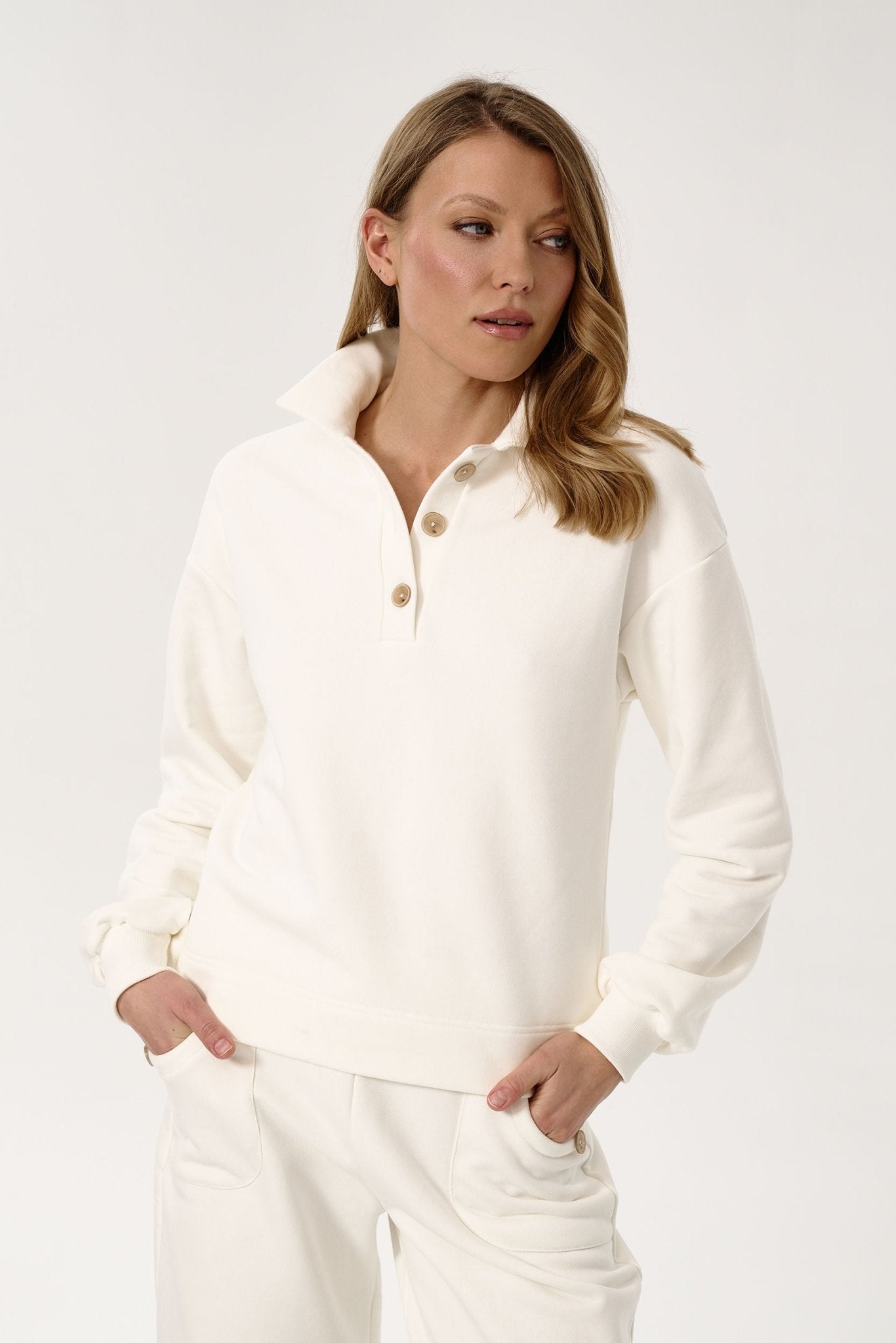 BAWEŁNIANA BLUZA SOLETO OFF WHITE - Saintby