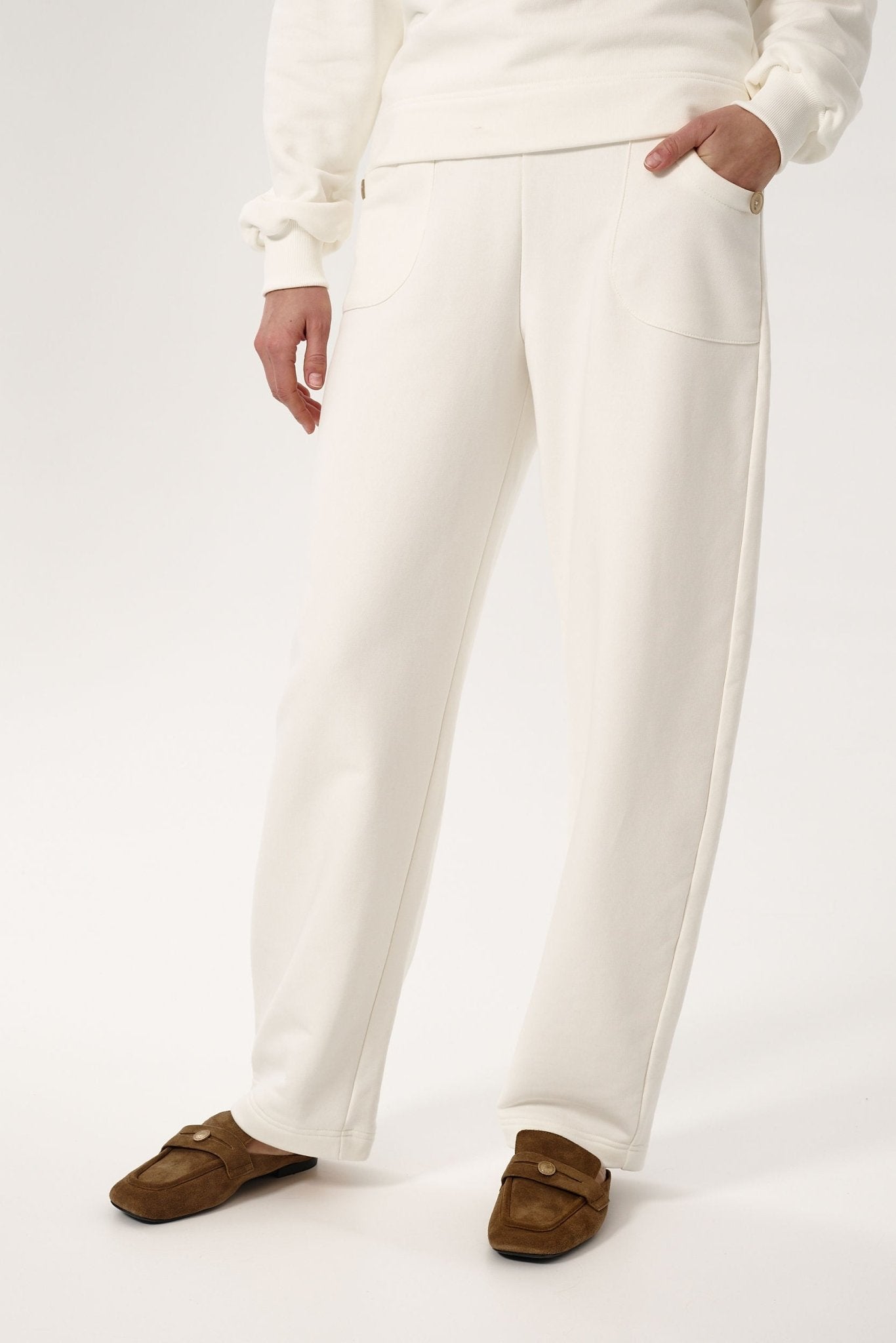 BAWEŁNIANE SPODNIE ALCAMO OFF WHITE - Saintby