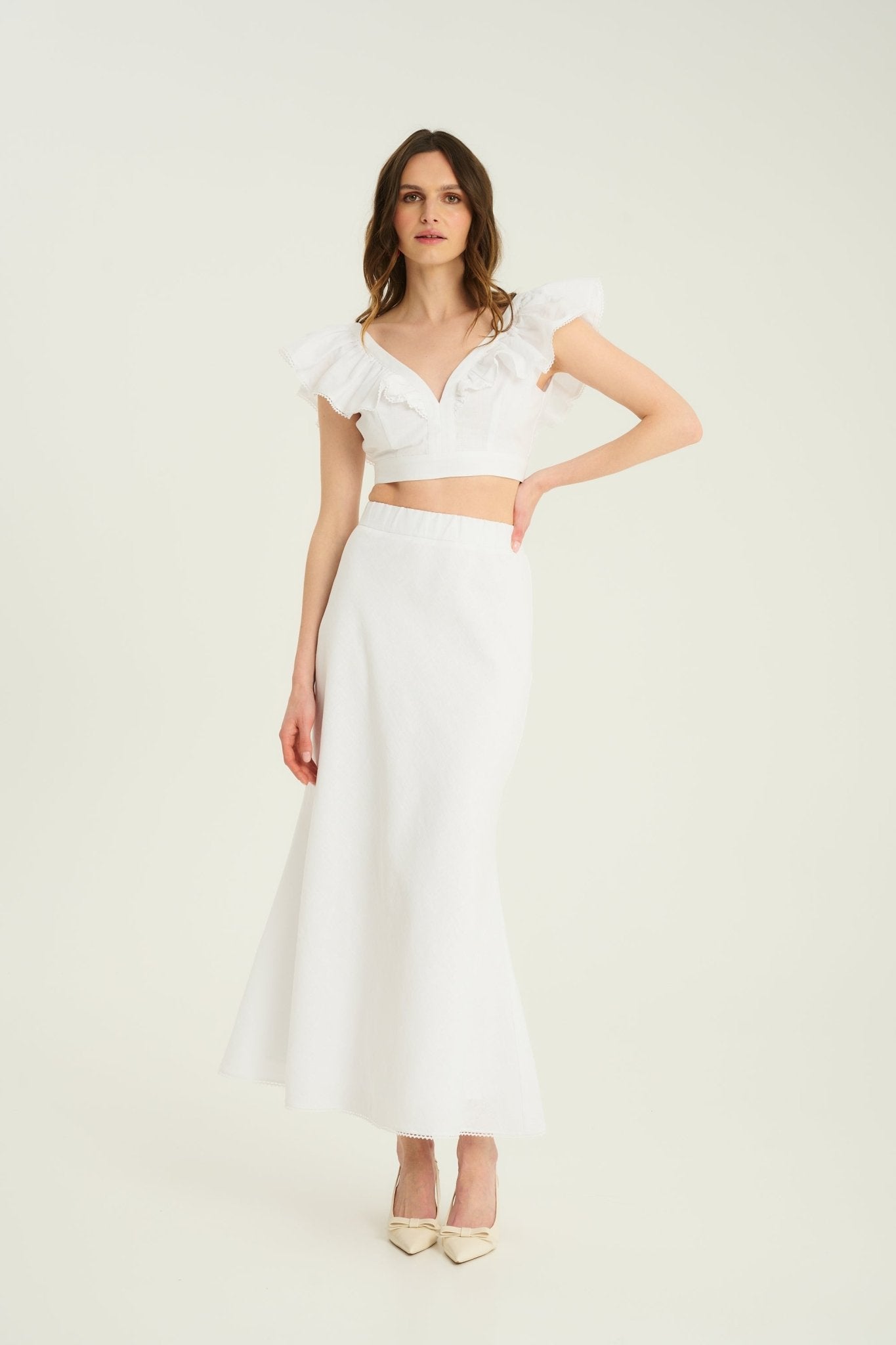 TOP LNIANY BIAŁY Z KORONKĄ ANDRIA - Saintby