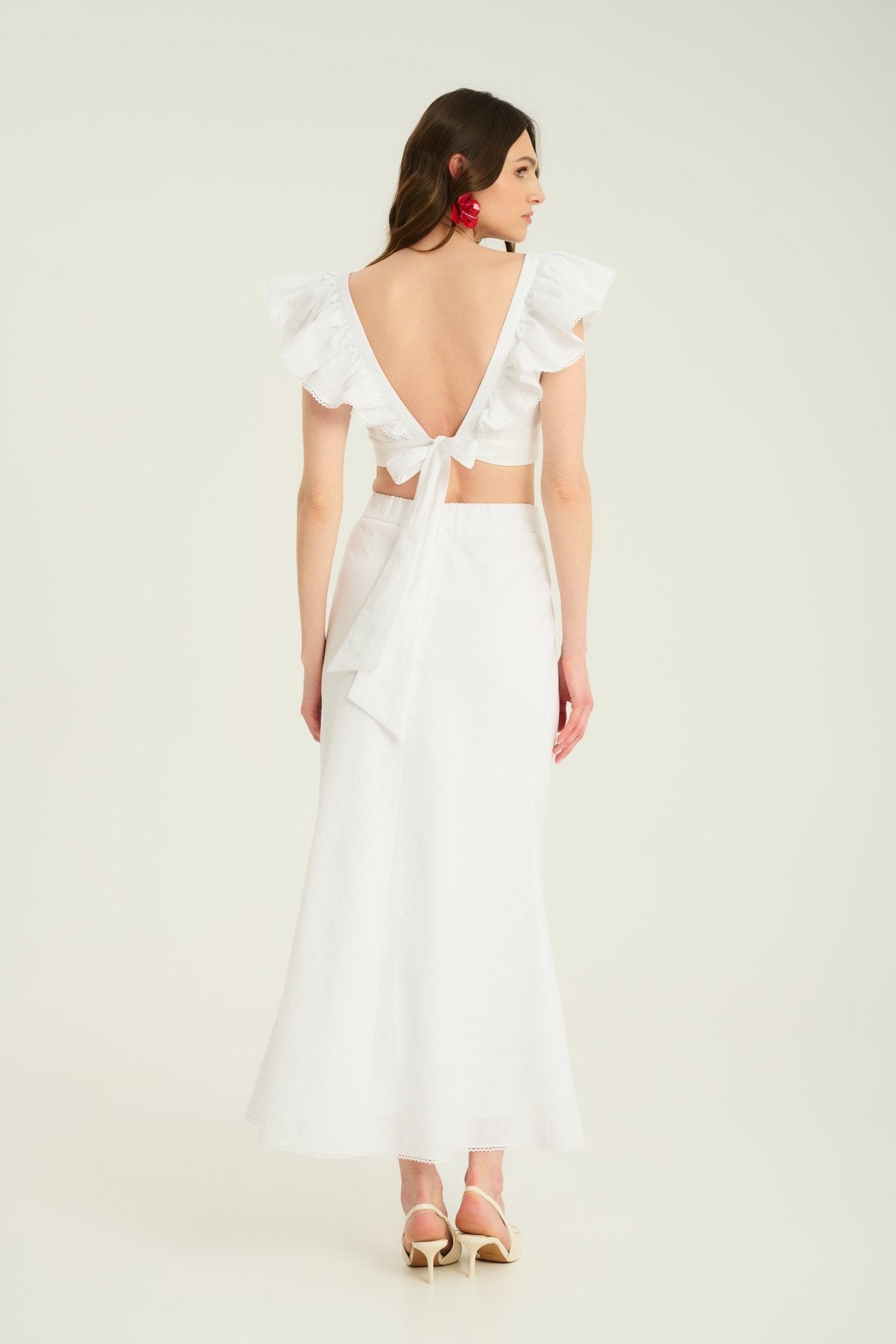 TOP LNIANY BIAŁY Z KORONKĄ ANDRIA - Saintby