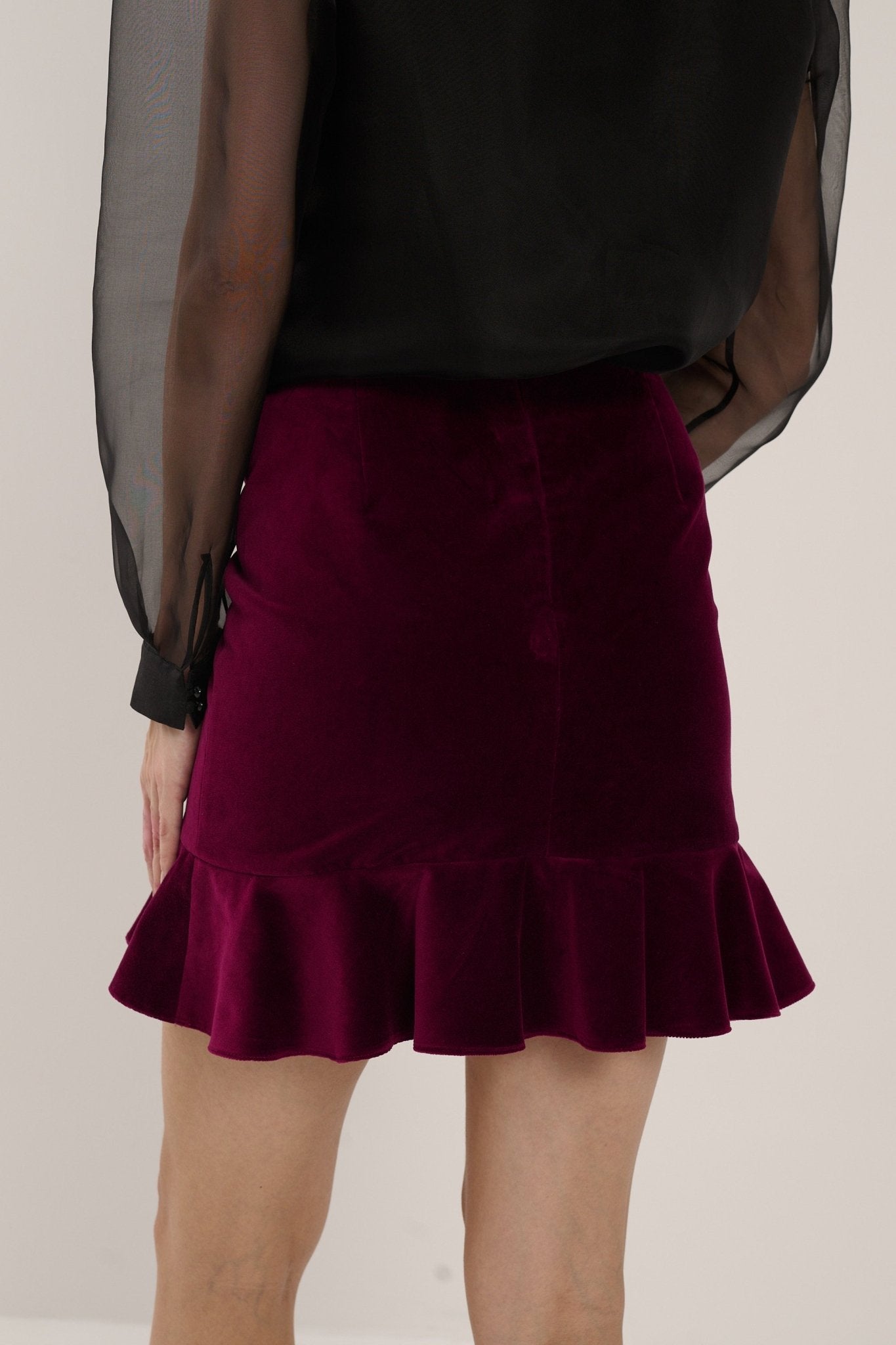 WIŚNIOWA BAWEŁNIANA AKSAMITNA SPÓDNICA MINI - Saintby