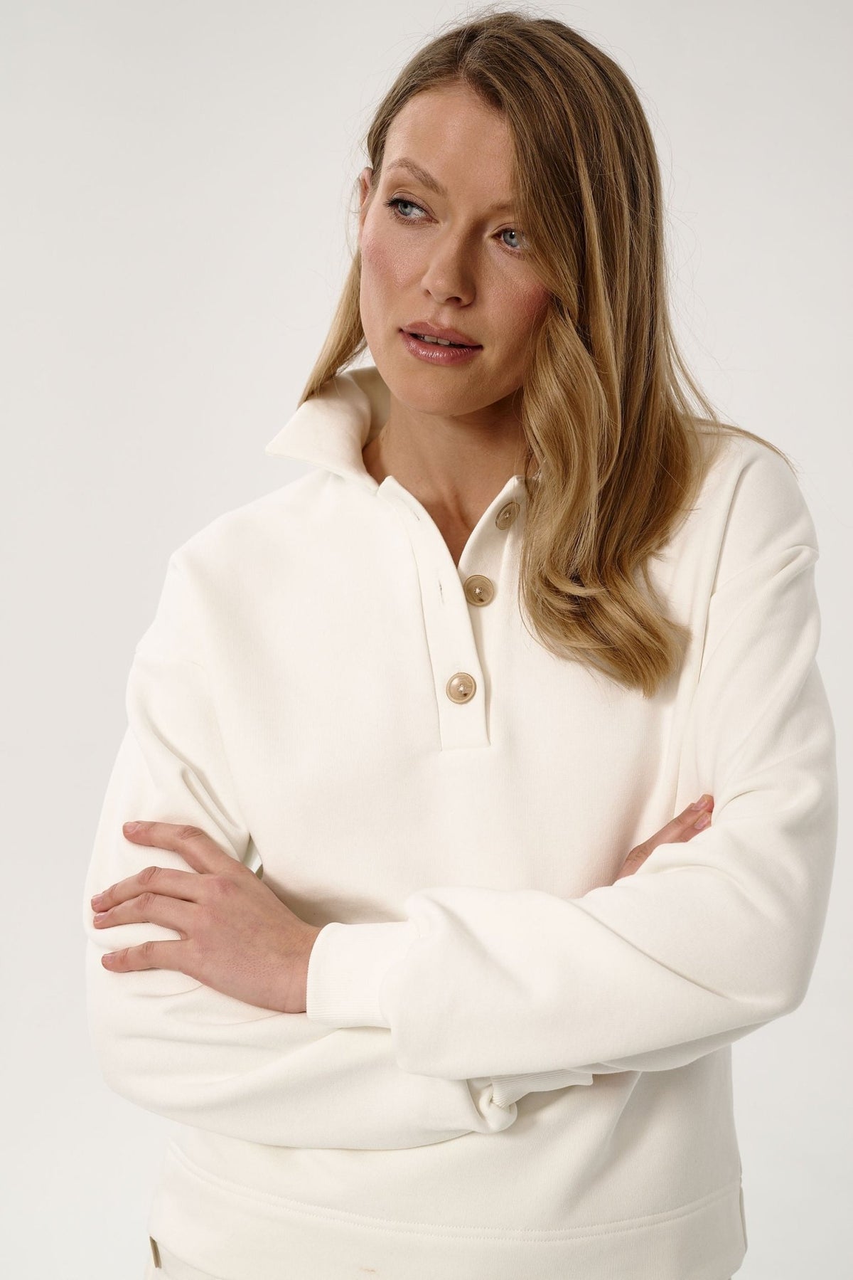 Bawełniana bluza Soleto off white, Saintby