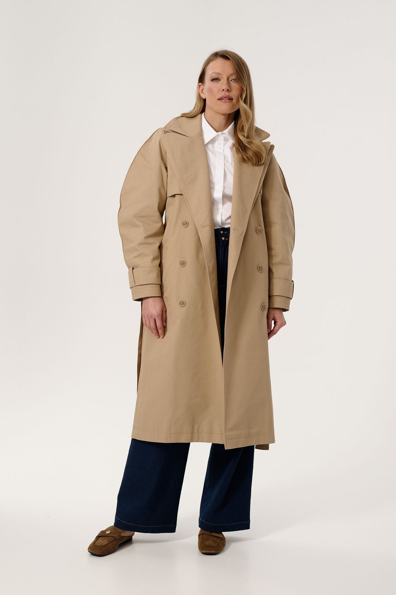 BAWEŁNIANY BEŻOWY TRENCH FARINA - Saintby