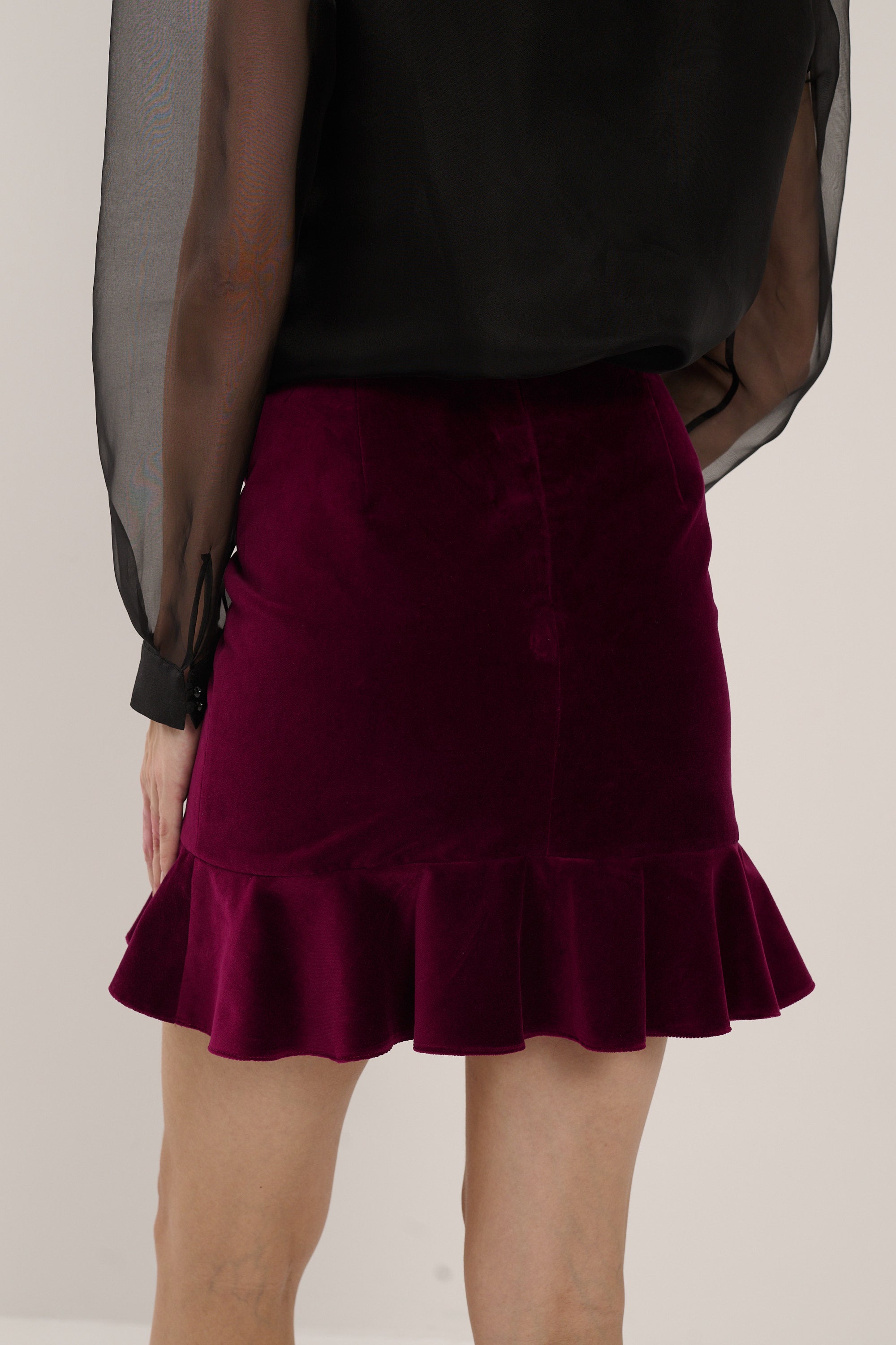 WIŚNIOWA BAWEŁNIANA AKSAMITNA SPÓDNICA MINI