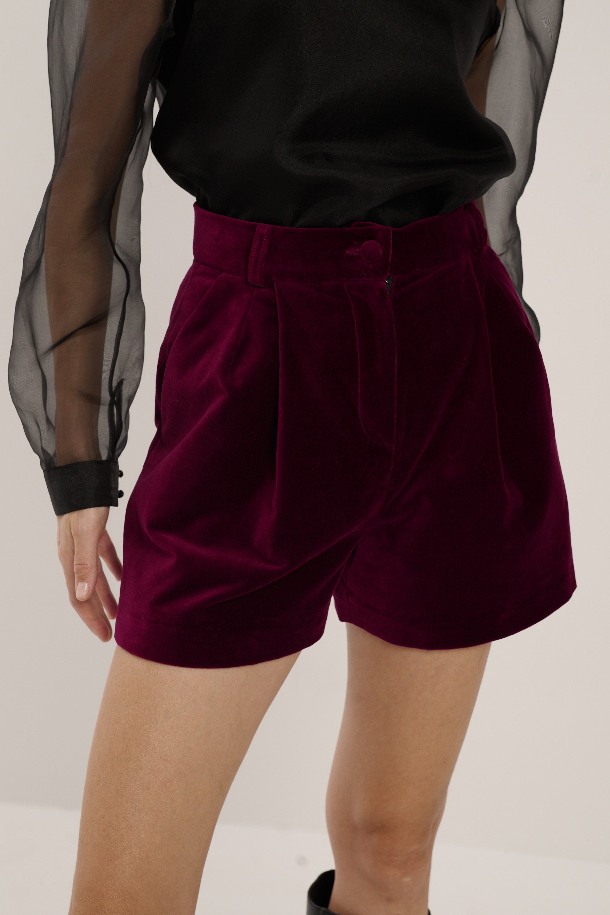 WIŚNIOWE BAWEŁNIANE AKSAMITNE SZORTY