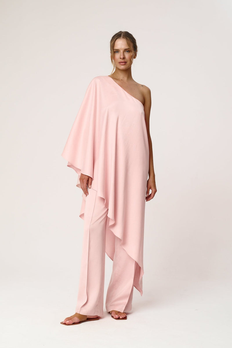 Różowy top na jedno ramię Lavello