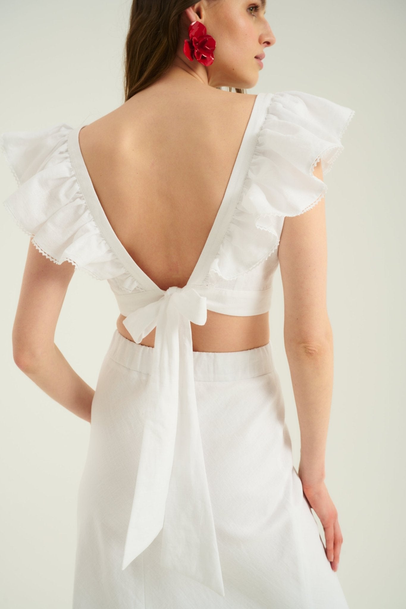 TOP LNIANY BIAŁY Z KORONKĄ ANDRIA - Saintby